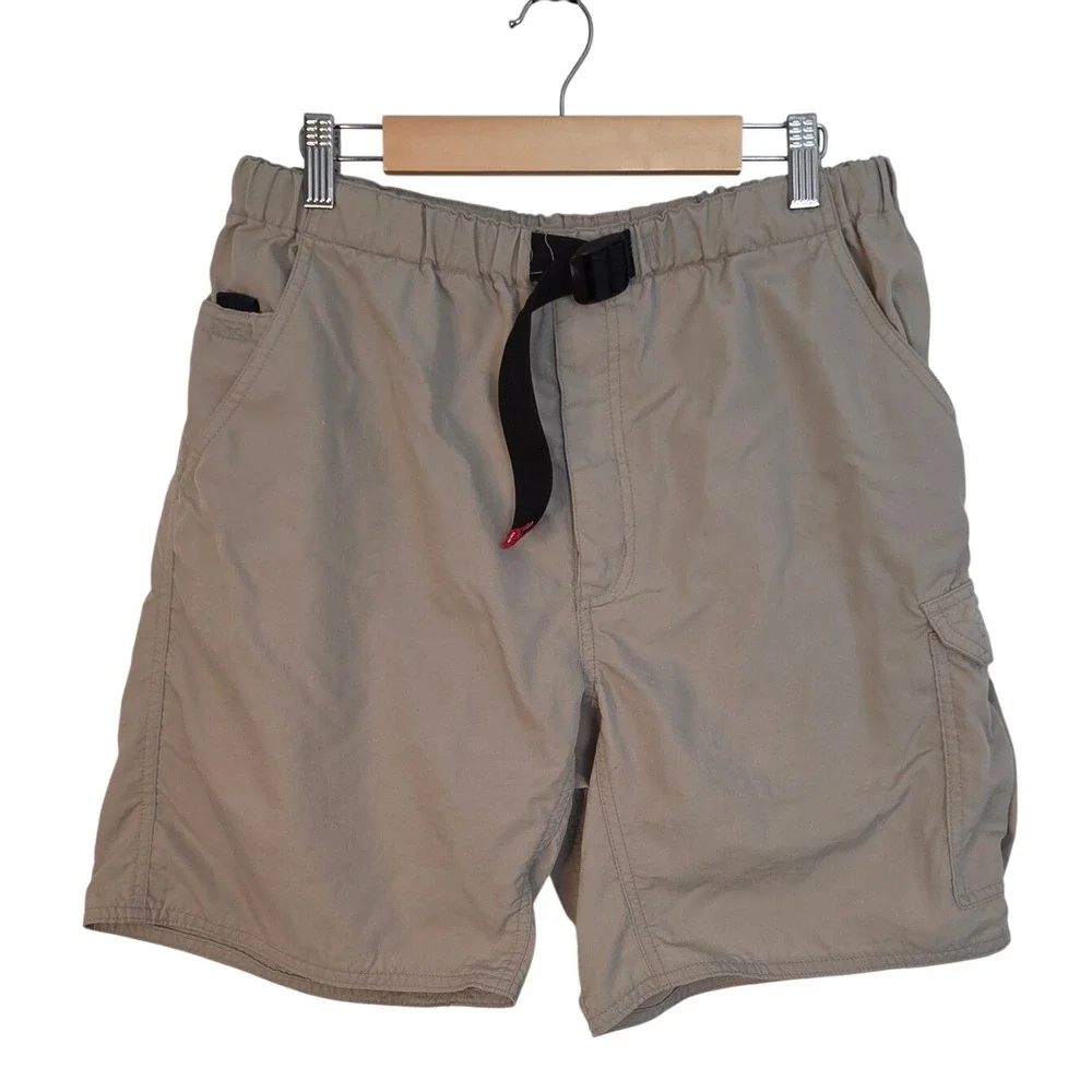 The North Face Men Tan Cargo Shorts M Inseam 7.5‎ in Belted Hiking Outdoor